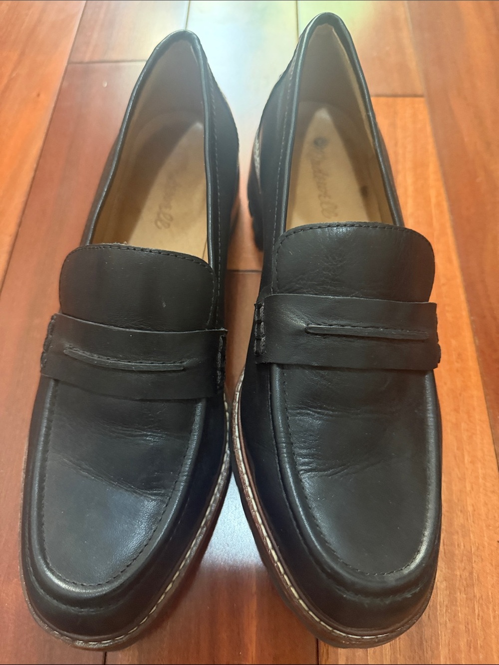 Madewell Black Leather Penny Loafers - Corinne Lugsole Loafer - like new